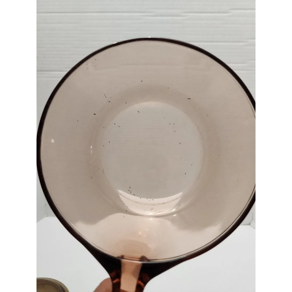 Corning Vision Ware Amber Pyrex Glass 0.5L Sauce Pan/Pot USA With Lid Used